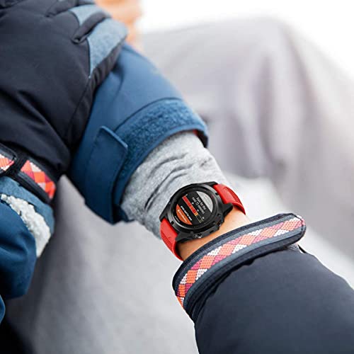 Zitel® Watch Band Compatible with Garmin Fenix 7X, Fenix 6X/6X Pro, Fenix 5X/5X Plus, Fenix 3/3 HR, Descent MK1, D2 Delta PX, D2 Charlie, 26mm Sport Strap - Matte Red