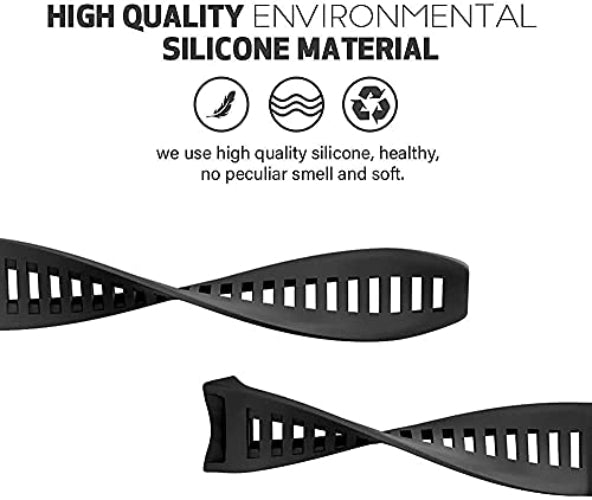 Zitel® Watch Band Compatible with Garmin Instinct Solar / Esports / Tide / Tactical GPS Soft Silicone Sport Wristband Straps - Black