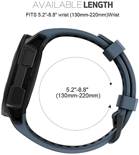Zitel Band for Garmin Instinct 2 / Instinct 3 45mm, Instinct Tactical/Tide/Esports/Solar 22mm Silicone Sport Strap - Slate