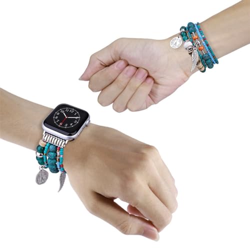 Zitel Band for Apple Watch 42mm(Series 10) 41mm 40mm 38mm Beaded Strap for Women Girls - Green