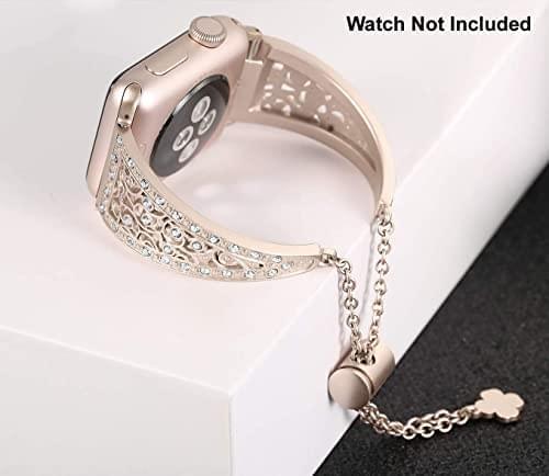 Zitel Band for Apple Watch Straps for Women Girls 46mm 45mm 44mm 49mm 10 Series 9 8 7 6 5 4 3 2 1 SE - Champagne Gold