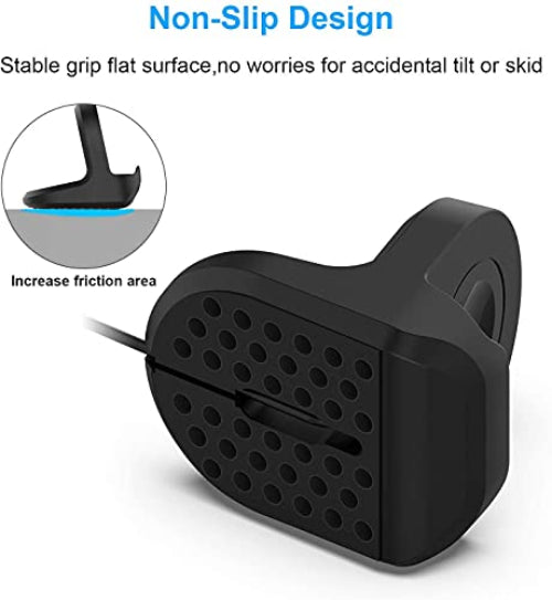 Zitel® Charger Stand Compatible with Samsung Watch Active, Active 2, Watch 3, Watch 4, Watch 4 Classic Non-Slip Base Silicone Charging Stand with Integrated Cable Management Slot - Black