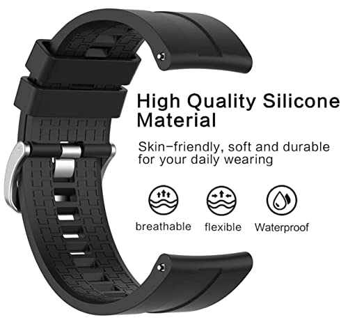 Zitel® Watch Band Compatible with Samsung Galaxy Watch 3 45mm / 46mm / Gear S3 Frontier / Gear S3 Classic Sport Strap 22mm Quick Release Soft Silicone Band - Black
