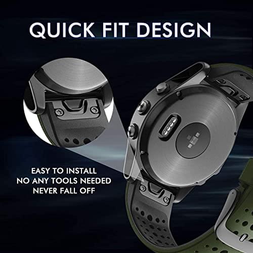 Zitel Band for Garmin Fenix 8 AMOLED 47mm, Fenix E/7/7 Pro, 6/6 Pro, Forerunner 970/965/955, QuickFit 22mm wide Silicone Sport Strap - Green/Black
