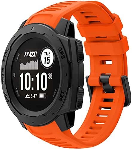 Zitel® Watch Band Compatible with Garmin Instinct Solar / Esports / Tide / Tactical GPS Soft Silicone Sport Wristband Straps - Orange