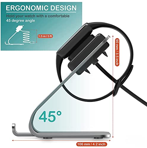 Zitel Charger Stand for Fitbit Charge 6, Charge 5, Luxe Smartwatch Charging Dock - Silver