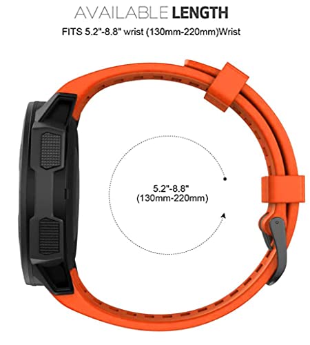 Zitel® Watch Band Compatible with Garmin Instinct Solar / Esports / Tide / Tactical GPS Soft Silicone Sport Wristband Straps - Orange