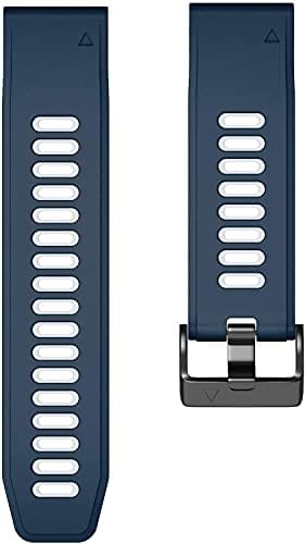 Zitel Band for Garmin Fenix 8 AMOLED 47mm, Fenix E/7/7 Pro, 6/6 Pro, Forerunner 970/965/955, QuickFit 22mm wide Silicone Sport Strap - Blue/White