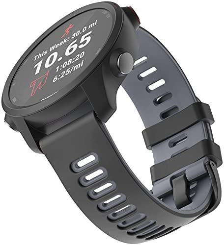 Zitel Bands Compatible with Garmin Forerunner 245/245 Music, Forerunner 645/645 Music, Forerunner 55/158, Vivoactive 3, Venu Sq, Vivomove HR, Approach S40/S42/S12 Silicone 20mm Straps - Black/Gray