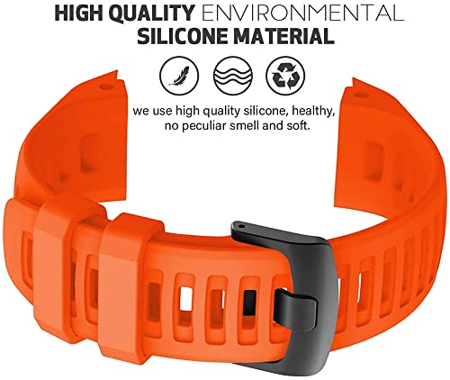 Zitel® Watch Band Compatible with Garmin Instinct Solar / Esports / Tide / Tactical GPS Soft Silicone Sport Wristband Straps - Orange