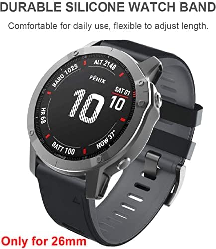 Zitel Band for Fenix 8 51mm, 7X/7X Pro, 6X/6X Pro, 5X/5X Plus, 3/3 HR, Descent MK1, Enduro, 26mm Sport Strap - Black/Gray