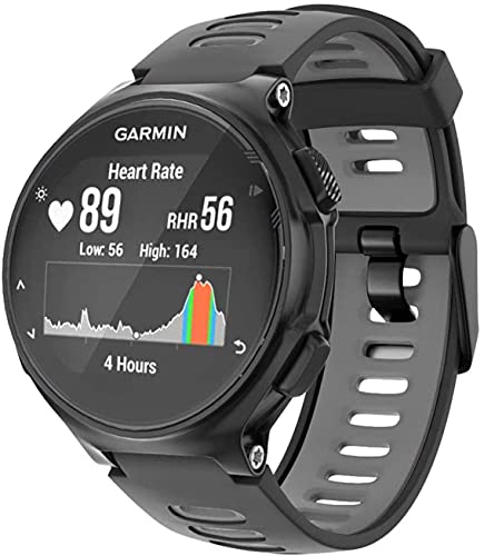 Zitel® Watch Band Compatible with Garmin Forerunner 735XT 220 230 235 235 Lite 620 630, Approach S20 S6 S5 Adjustable Replacement Sport Strap - Black/Gray