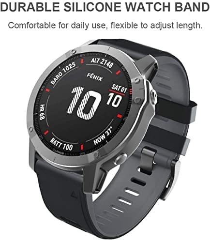 Zitel Band for Garmin Fenix 8 AMOLED 47mm, Fenix E/7/7 Pro, 6/6 Pro, Forerunner 970/965/955, QuickFit 22mm wide Silicone Sport Strap - Black/Gray