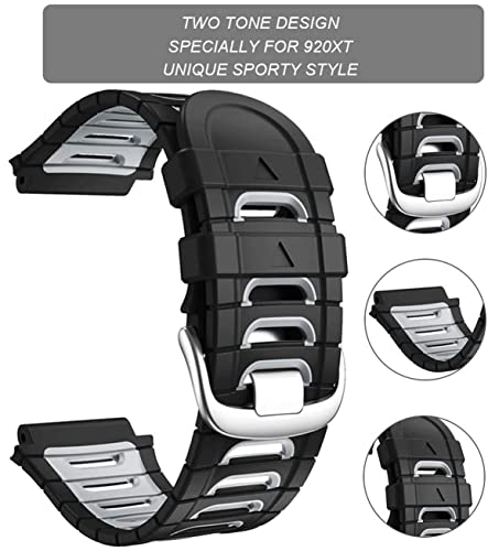 Zitel® Watch Band Compatible with Garmin Forerunner 920XT Band Soft Silicone Sports Watch Strap - Black/Gray