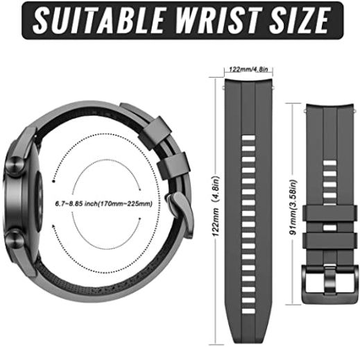 Zitel® Watch Band Compatible with Garmin Vivoactive 4 45mm / Venu 2 45mm, Realme Watch S, S Pro, MI Revolve Watch, Amazfit Stratos Pace 2 2S Quick Release Soft Silicone Strap 22mm - Black