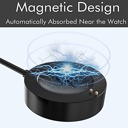 Zitel® Charger Compatible with Fossil Gen 5 Smartwatch Charging USB Magnetic Cable for Gen 5 Carlyle, Julianna, Garett, Carlyle HR 100cm - Black