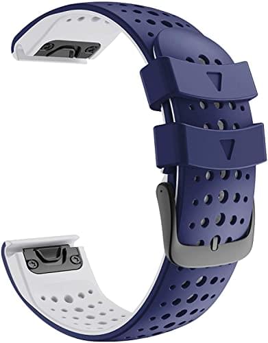 Zitel Band for Garmin Fenix 6/6 Pro, Fenix 7, 5/5 Plus, Epix Gen 2, new Forerunner 965/955/945/935, 22mm Straps - Blue/White