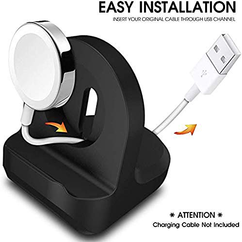 Zitel® Charger Stand Compatible with Apple Watch Series 7/6/SE/5/4/3/2/1 (45mm, 44mm, 42mm, 41mm, 40mm, 38mm) Nightstand Mode - Black