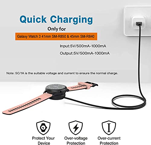 Zitel® Charging Cable Dock Cradle Compatible with Samsung Galaxy Watch 3 SM-R840 & SM-R850 (NOT FIT for SM-R800 / SM-R810 / SM-R815) - Black