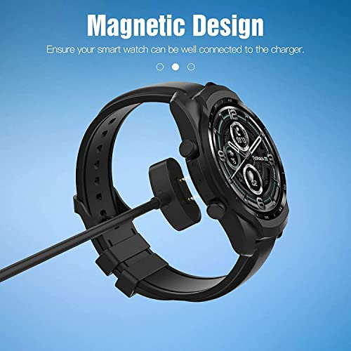 Zitel® Charging Magnetic Dock Compatible with Ticwatch Pro 3 / Pro 3 LTE Charger Replacement USB Cable Clip Cradle 3.3ft 100cm - Black
