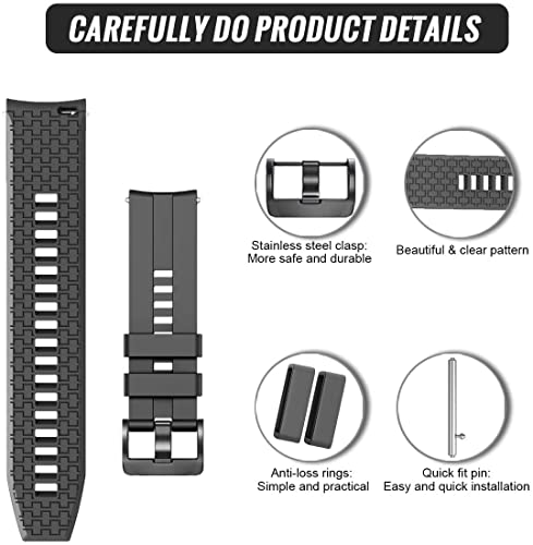 Zitel® Watch Band Compatible with Samsung Galaxy Watch 3 45mm / 46mm / Gear S3 Frontier / Gear S3 Classic Sport Strap 22mm Quick Release Soft Silicone Band - Black