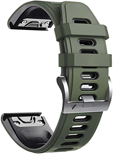 Zitel Band for Garmin Fenix 8 AMOLED 47mm, Fenix E/7/7 Pro, 6/6 Pro, Forerunner 970/965/955, QuickFit 22mm wide Silicone Sport Strap - Army Green