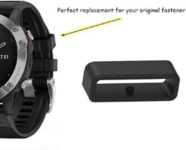 Zitel® Fastener Rings Compatible with Garmin Forerunner 735XT 745 220 235 230 35 620 630 / Approach S20 S60 S10 S5 S6 Silicone Replacement Watch Band Loop/Holder/Retainer 22mm (6 Pack) - Black