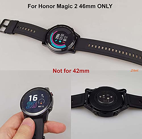 Zitel® Soft TPU Bumper Cover with Built-in Flexible Screen Protector Case Compatible with Honor Magic Watch 2 46mm (Not for 42mm) - Black