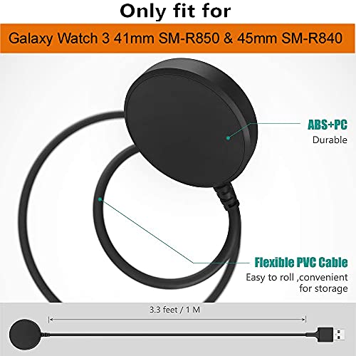 Zitel® Charging Cable Dock Cradle Compatible with Samsung Galaxy Watch 3 SM-R840 & SM-R850 (NOT FIT for SM-R800 / SM-R810 / SM-R815) - Black