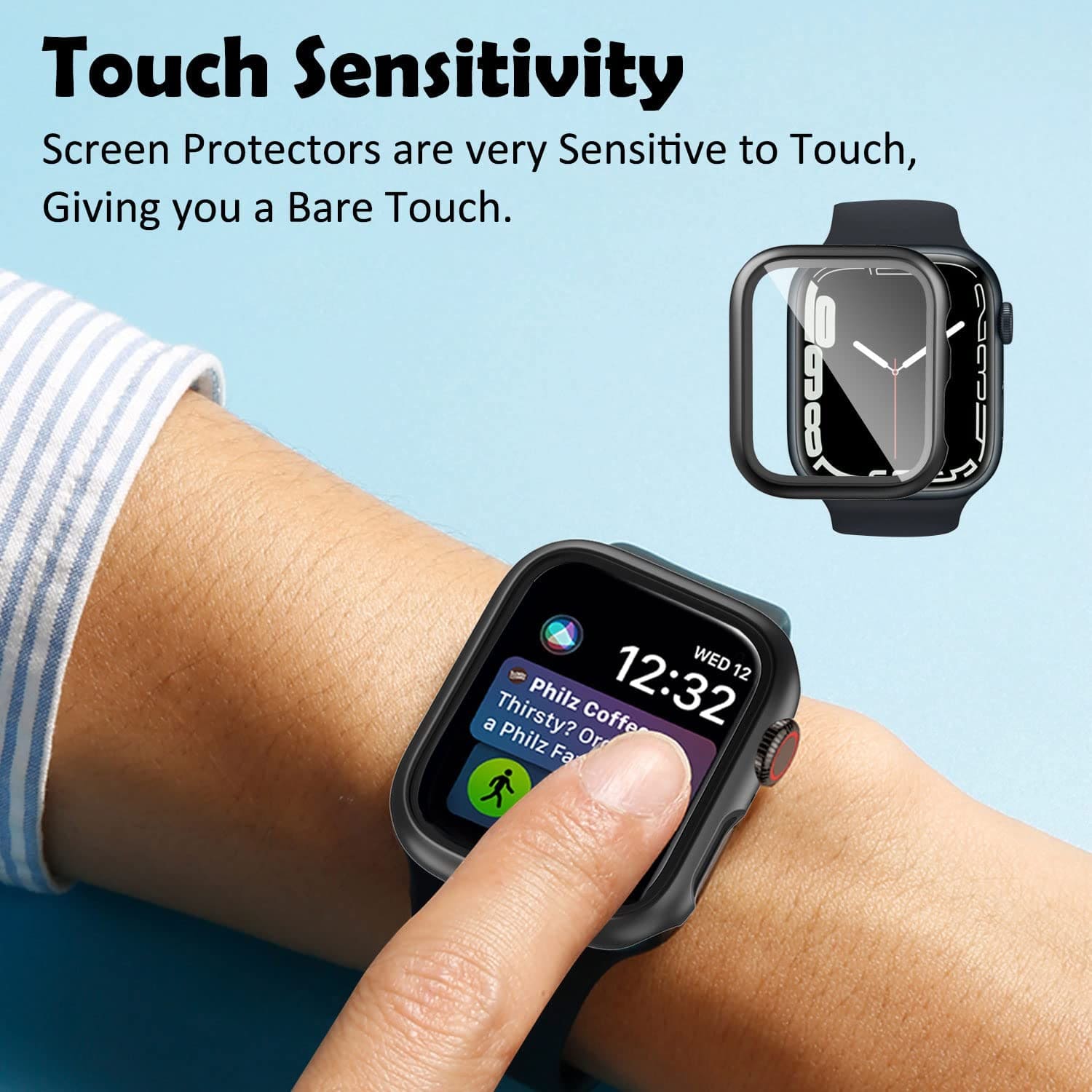 Zitel Case for Apple Watch 45mm Series 9/8/7 with Built-in Screen Protector - Black