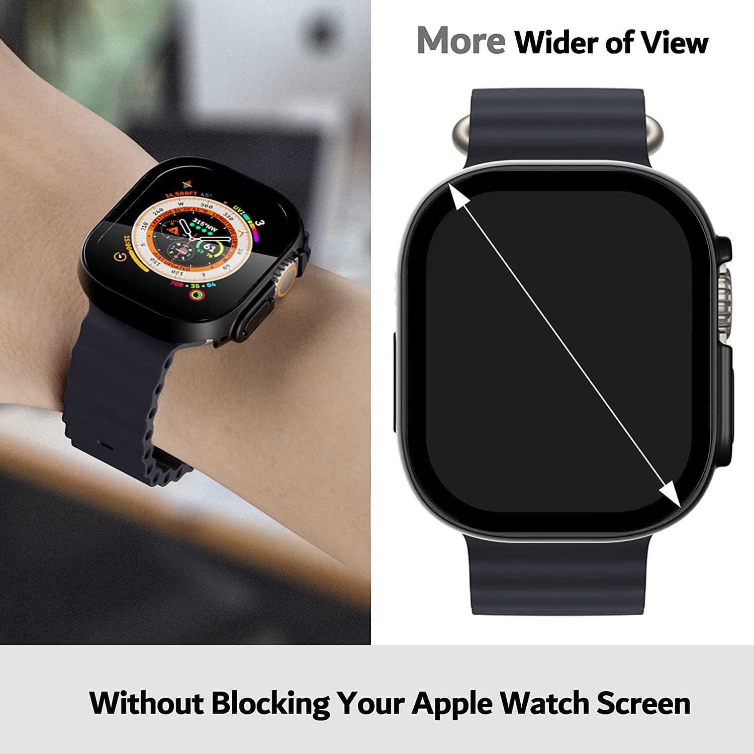 Zitel Case for Apple Watch Ultra 49mm Screen Protector Case with Built-in Tempered Glass - Matte Black