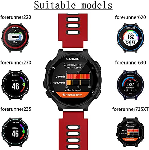 Zitel® Watch Band Compatible with Garmin Forerunner 735XT 220 230 235 235 Lite 620 630, Approach S20 S6 S5 Adjustable Replacement Sport Strap - Red/Black