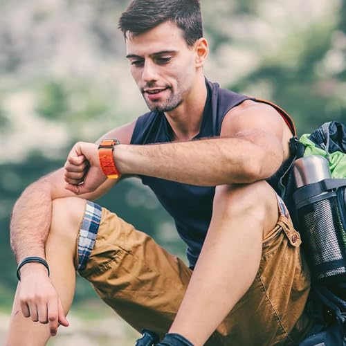 Zitel Band for Apple Watch Ultra 2 Band / Ultra Band 49mm 46mm 45mm 44mm for Men, Ultra Wide Nylon Rugged Sport Strap - Orange