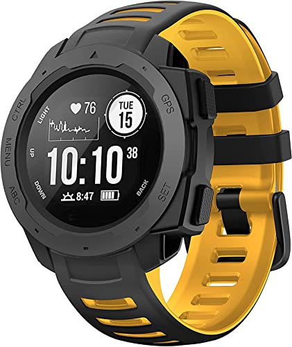 Zitel Band for Garmin Instinct 2 Solar / Instinct / Esports / Tide / Tactical GPS Straps - Black-Yellow