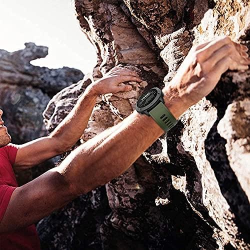 Zitel Band for Garmin Fenix 8 AMOLED 47mm, Fenix E/7/7 Pro, 6/6 Pro, Forerunner 970/965/955, QuickFit 22mm wide Silicone Sport Strap - Army Green