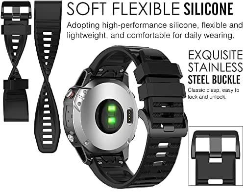 Zitel Band for Garmin Fenix 8 AMOLED 47mm, Fenix E/7/7 Pro, 6/6 Pro, Forerunner 970/965/955, QuickFit 22mm wide Silicone Sport Strap