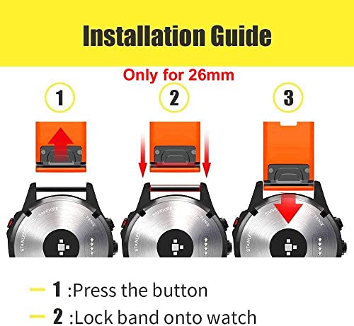 Zitel Band for Fenix 8 51mm, 7X/7X Pro, 6X/6X Pro, 5X/5X Plus, 3/3 HR, Descent MK1, Enduro, 26mm Sport Strap - Orange/Black