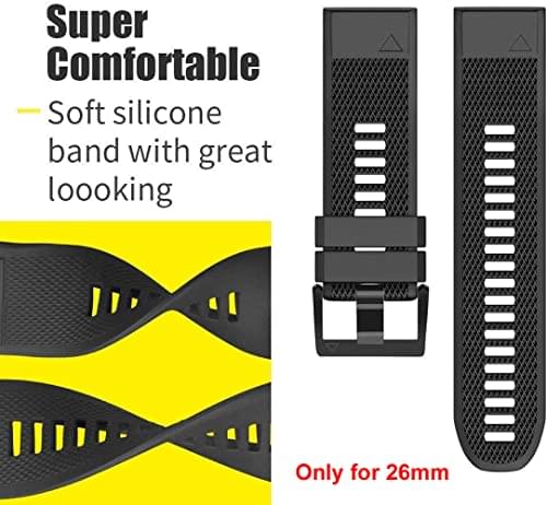 Zitel Band for Fenix 8 51mm, 7X/7X Pro, 6X/6X Pro, 5X/5X Plus, 3/3 HR, Descent MK1, Enduro, 26mm Sport Strap - Matte Black