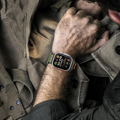 Zitel Band for Apple Watch Ultra 2 Band / Ultra Band 49mm 46mm 45mm 44mm for Men, Ultra Wide Nylon Rugged Sport Strap - Army Green