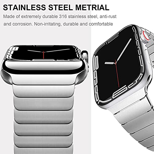 Zitel Metal Bands for Apple Watch Straps Ultra 2 / Ultra 49mm 46mm 45mm 44mm, Series 10 9 8 7 6 5 4 3 2 1 SE - Silver