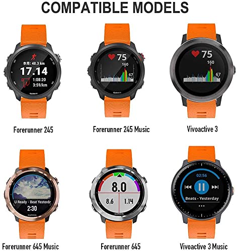 Zitel Bands Compatible with Garmin Forerunner 245/245 Music, Forerunner 645/645 Music, Forerunner 55/158, Vivoactive 3, Venu Sq, Vivomove HR, Approach S40/S42/S12 Silicone 20mm Straps - Orange
