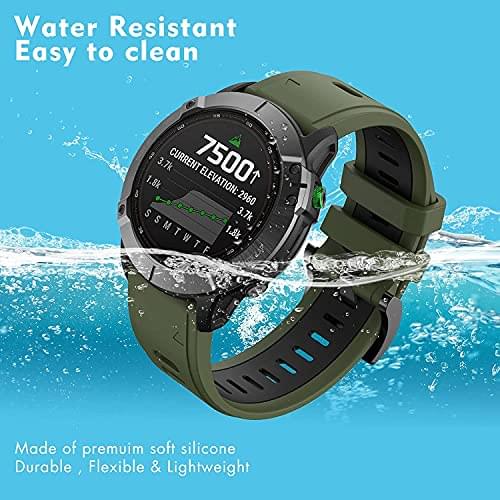 Zitel Band for Garmin Fenix 8 AMOLED 47mm, Fenix E/7/7 Pro, 6/6 Pro, Forerunner 970/965/955, QuickFit 22mm wide Silicone Sport Strap - Army Green