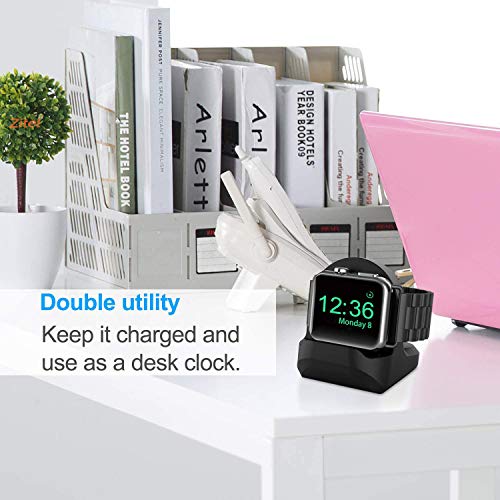 Zitel® Charger Stand Compatible with Apple Watch Series 7/6/SE/5/4/3/2/1 (45mm, 44mm, 42mm, 41mm, 40mm, 38mm) Nightstand Mode - Black
