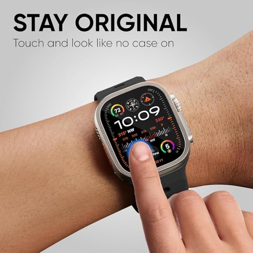 Zitel Privacy Screen Protector for Apple Watch Ultra 2 / Ultra 49mm, Anti-Spy Tempered Glass with Titanium Alloy Framework - Titanium