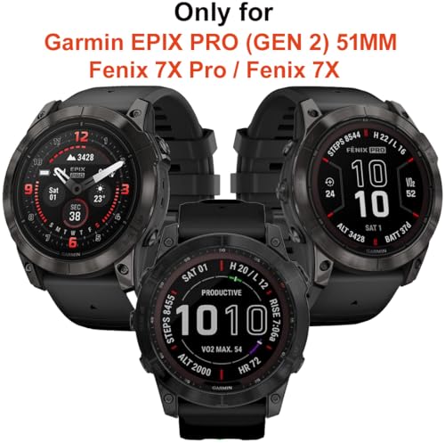 Zitel Case for Garmin Epix Pro (Gen 2) 51mm, Fenix 7X / 7X Pro Bumper Cover Shell (Without Screen Protector) - Black