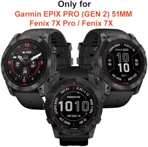 Zitel Case for Garmin Epix Pro (Gen 2) 51mm, Fenix 7X / 7X Pro Bumper Cover Shell (Without Screen Protector) - Black