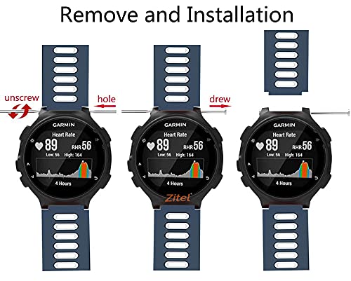 Zitel® Watch Band Compatible with Garmin Forerunner 735XT 220 230 235 235 Lite 620 630, Approach S20 S6 S5 Adjustable Replacement Sport Strap - Blue