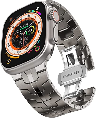Zitel Metal Bands for Apple Watch Straps Ultra 2 / Ultra 49mm 46mm 45mm 44mm, Series 10 9 8 7 6 5 4 3 2 1 SE - Titanium