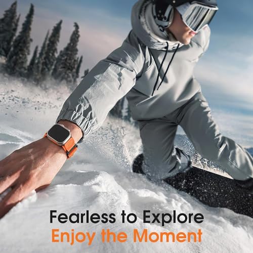 Zitel Band for Apple Watch Ultra 2 Band / Ultra Band 49mm 46mm 45mm 44mm for Men, Ultra Wide Nylon Rugged Sport Strap - Orange