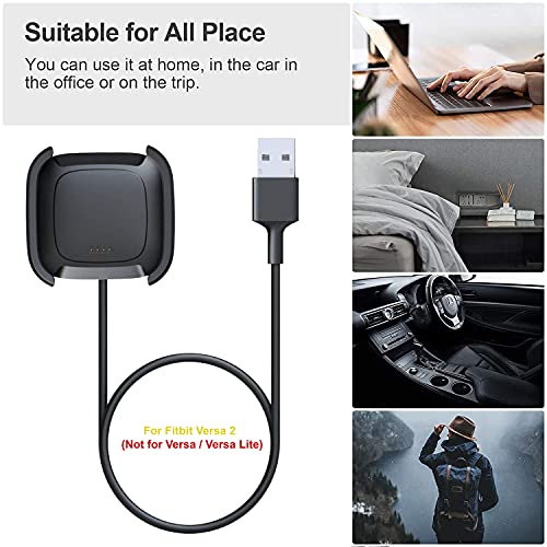 Zitel® Charger Dock Cable Compatible with Fitbit Versa 2 (Not for Versa/Versa Lite) - Black
